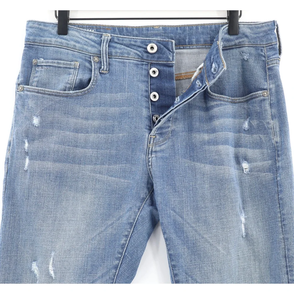 G-Star Raw 3301 Skinny Stretch Men's Jeans Sz W31 L32 Distressed Button Fly